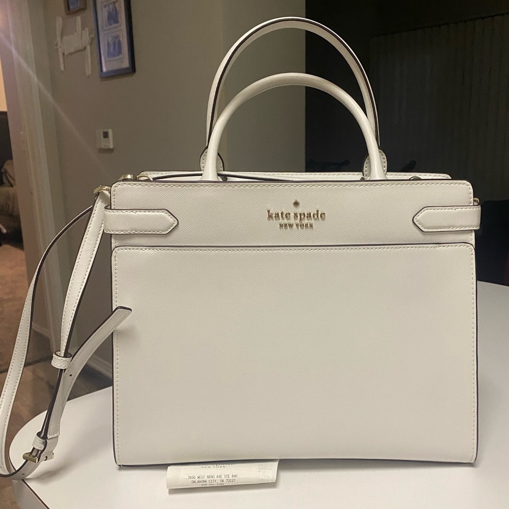 NEVER USED Kate Spade Staci Saffiano Leather LARGE Satchel in White